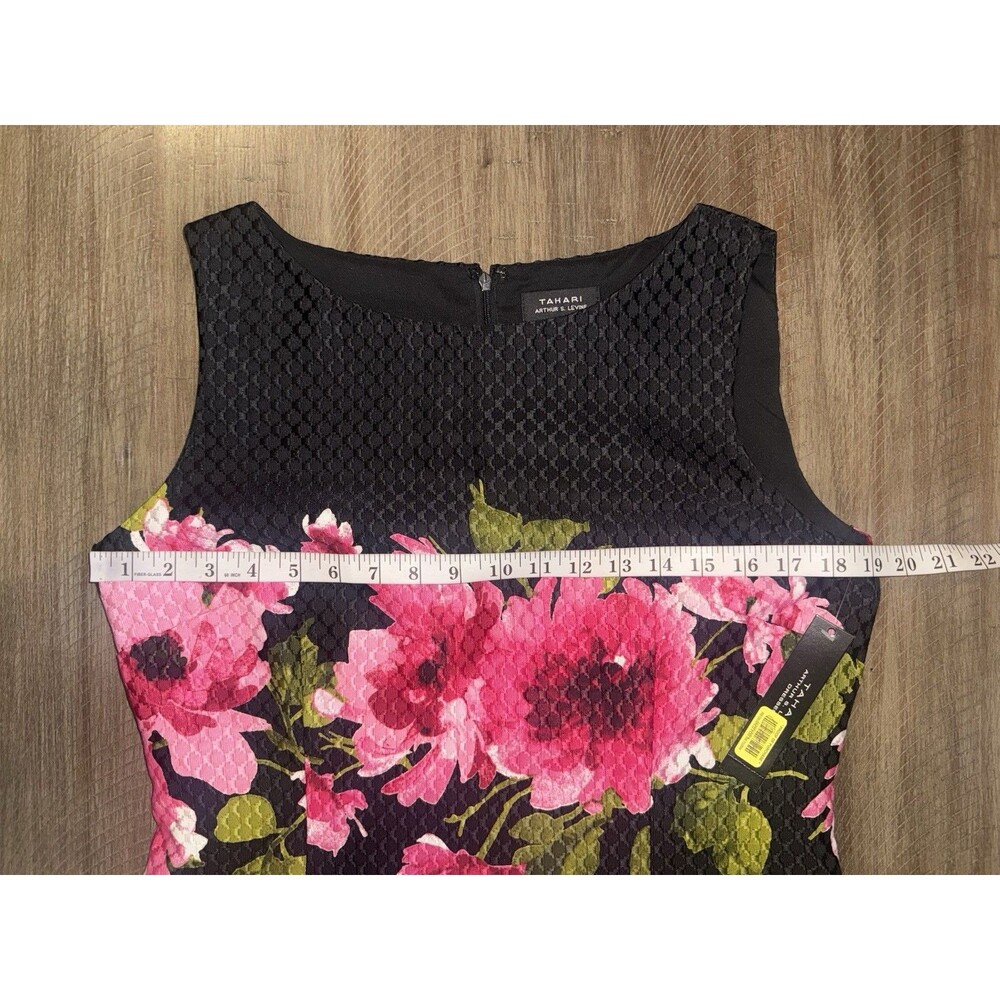 NWT Tahari Arthur S Levine Black Floral Sleeveless Sheath Dress Size 10 NEW $128 - Picture 10 of 15